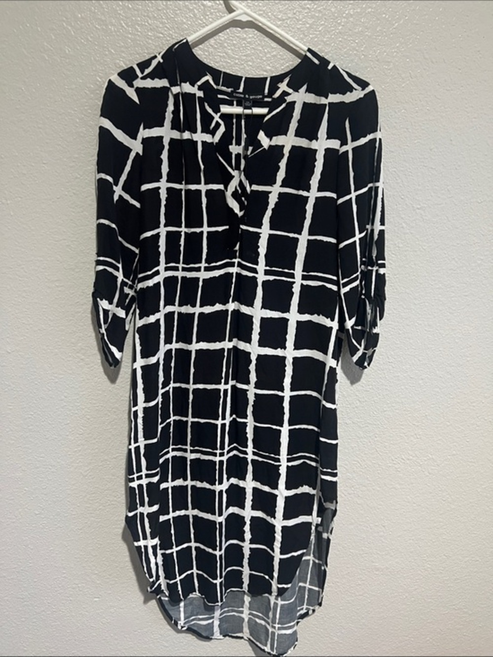 NWPT Calvin Klein Black and White Grid Print Dress XS